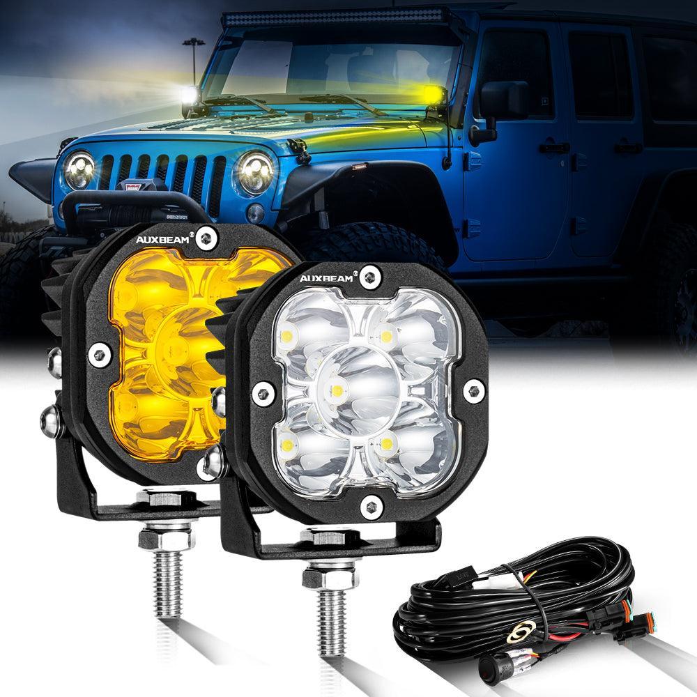 3 Inch 80W 9600LM LED Pods Lights White&Amber for JEEP