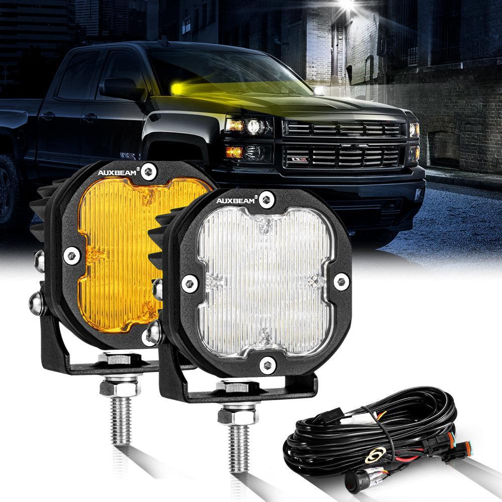 3 Inch 80W 9600LM LED Pods Lights White&Amber for CHEVROLET
