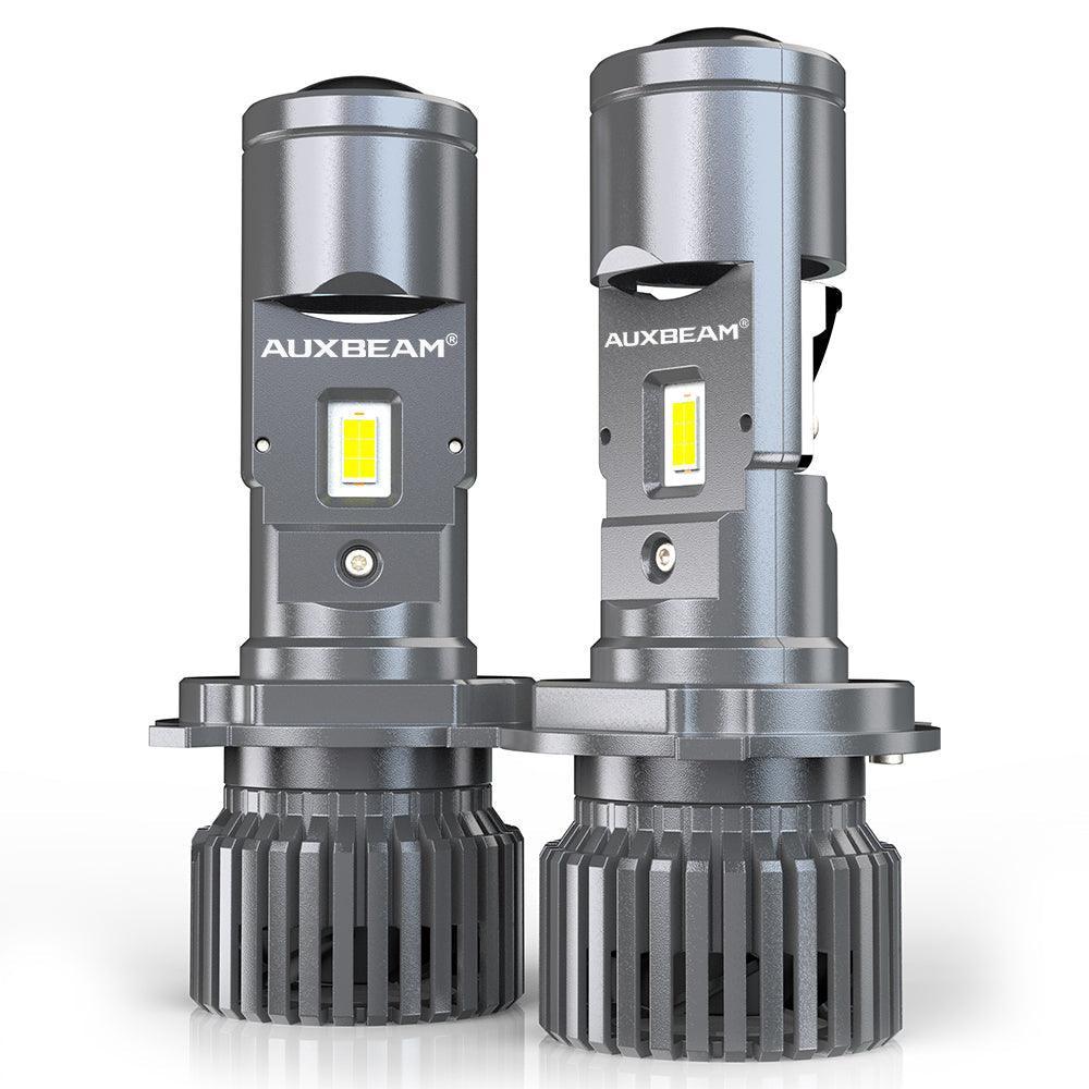 Auxbeam H4/HS1 LED Headlight Bulbs Mini Bi-LED Projector Lens High Low Dual Beam
