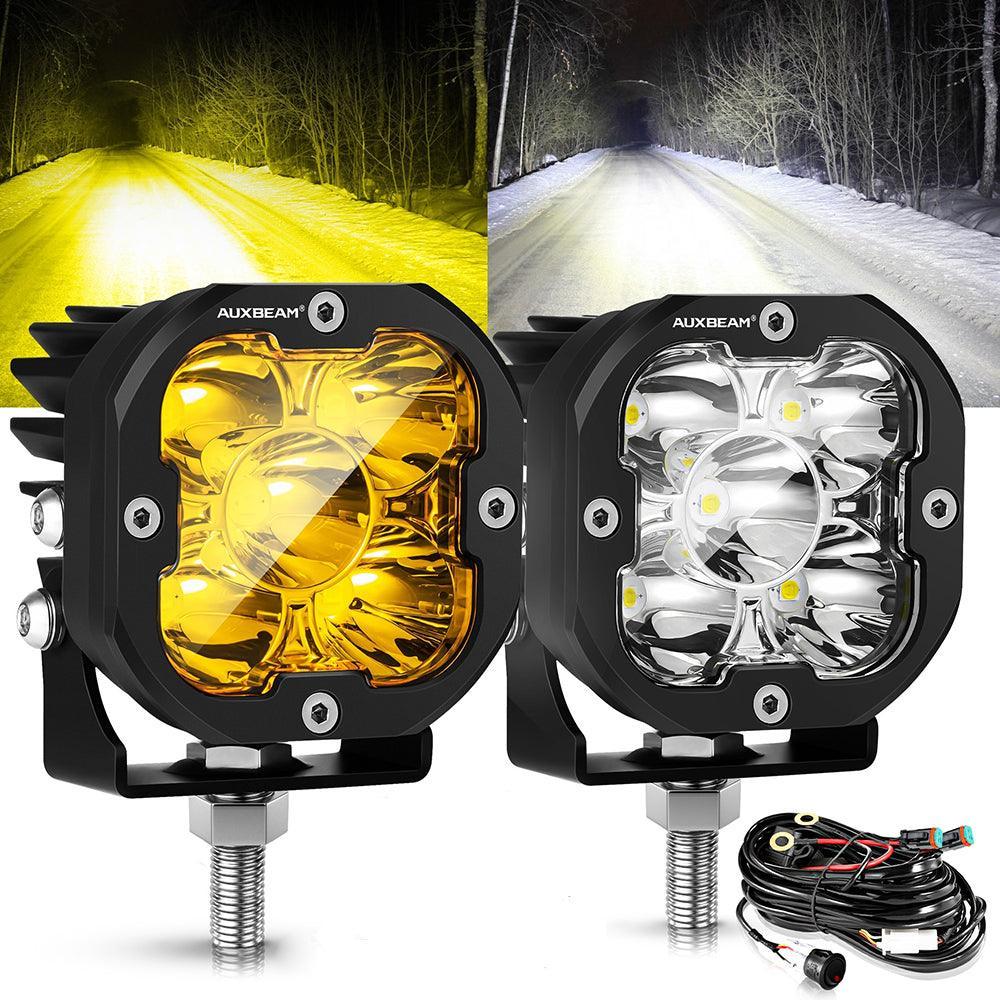 Auxbeam XP-ULTRA Series 3 Inch 80W Spot Beam LED Pods Amber&White Offroad Lights