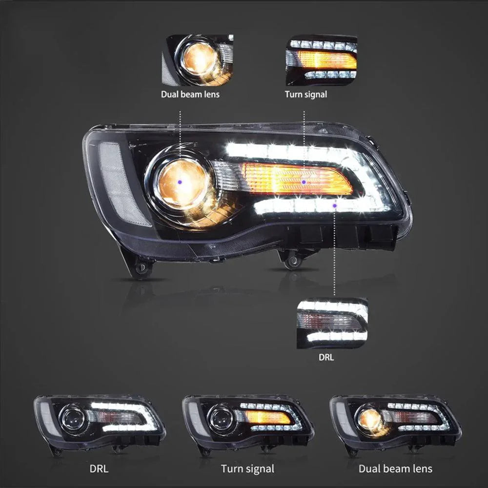 Vland LED Headlight Assembly Dual Beam Projector 2011-UP Chrysler