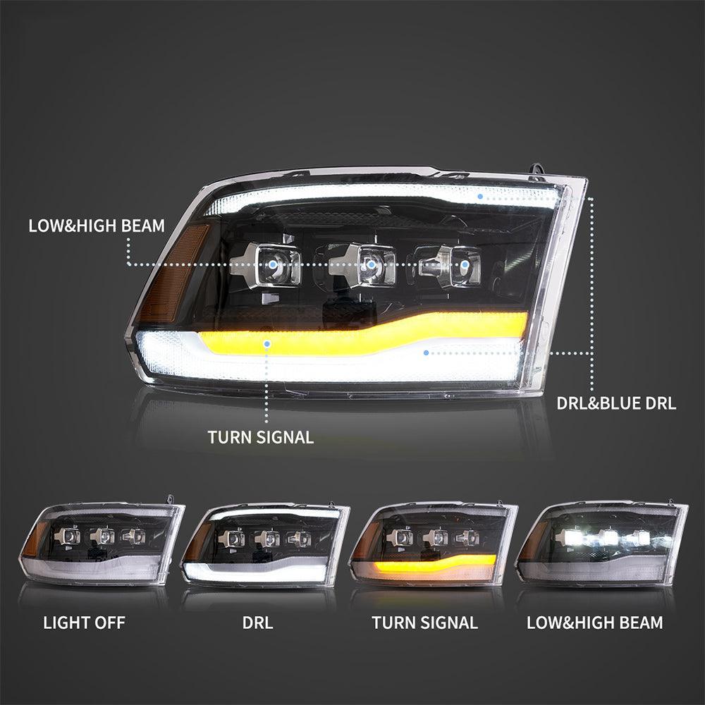 Vland LED Headlight Assembly for 2009-2018 Dodge Ram 4th Gen 1500 2500 3500