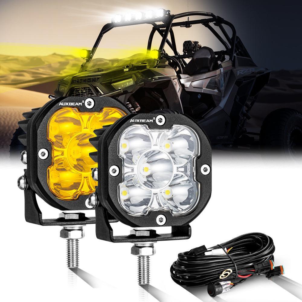 Auxbeam 3 Inch 80W LED Pods Lights White&Amber for ATV UTV SIDE BY SIDE 4X4