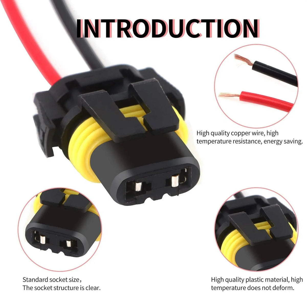 Auxbeam 9005/9006/9012 LED Headlight Socket Male & Female Adapter Wiring Harness