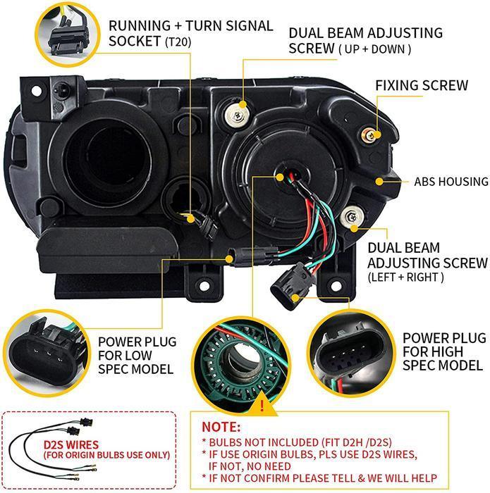 Vland LED Headlight Assembly for 2008-2014 Dodge Challenger 3rd Gen Pre-Facelift