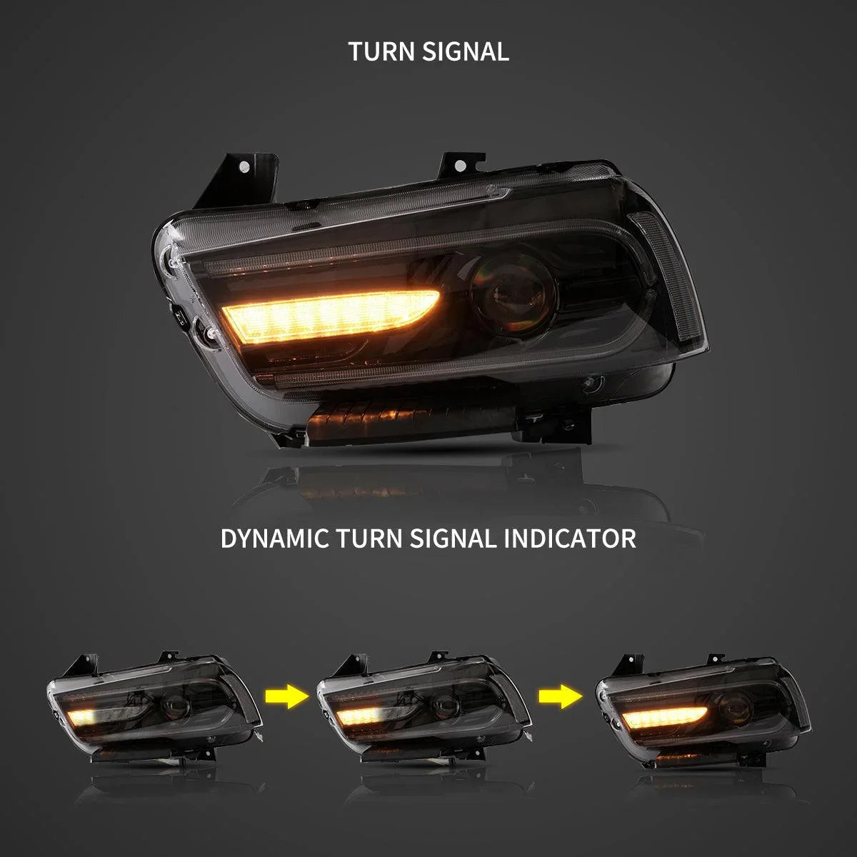 Vland LED Headlight Assembly Dual for 2011-2014 Dodge Charger(LD) Pre-Facelifted