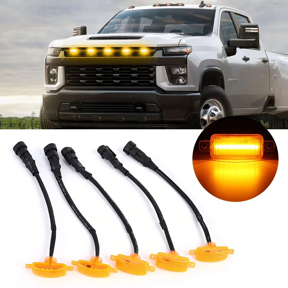 Auxbeam LED Front Grille Lights Raptor Style Amber Light Universal Car