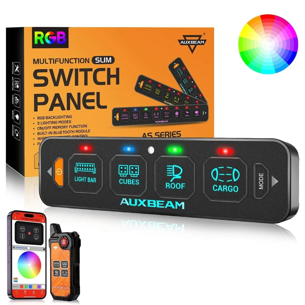 Auxbeam AS Series 4 Gang (AS-400) RGB Slim Switch Panel with APP&Remote Control