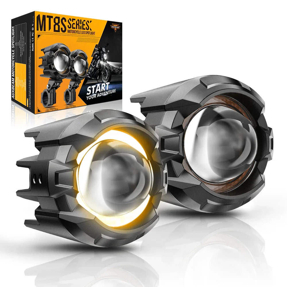 Auxbeam 3 Inch Motorcycle LED Spotlight Bi-LED Projector Lens Headlight 120W
