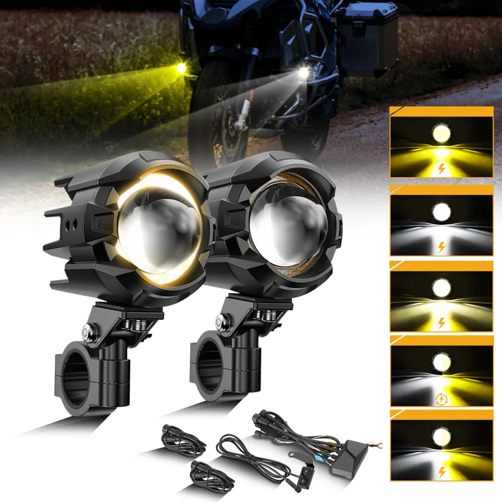 Auxbeam 3 Inch Motorcycle LED Spotlight Bi-LED Projector Lens Headlight 120W