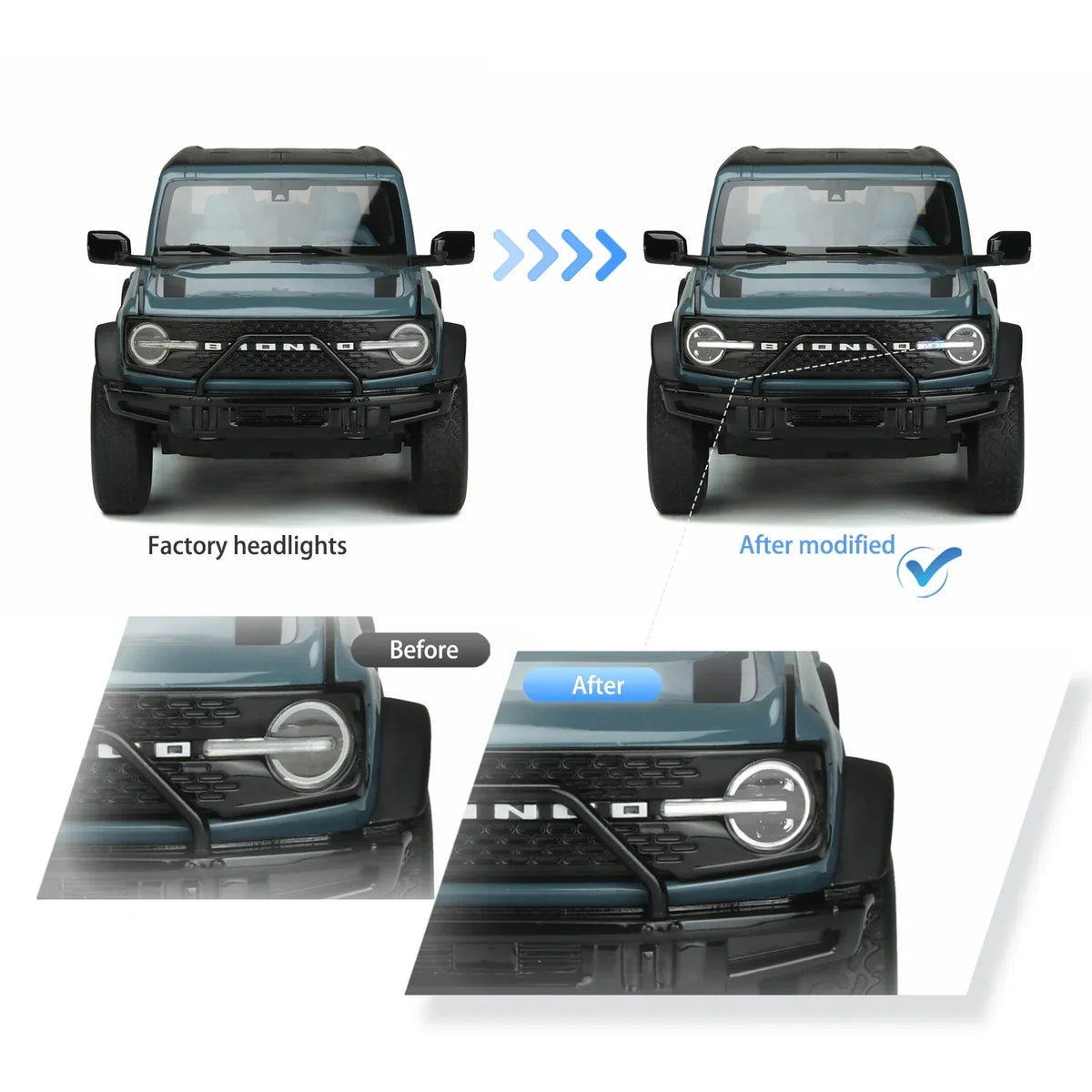 Vland LED Headlight Assembly for 2020-2024 Ford Bronco