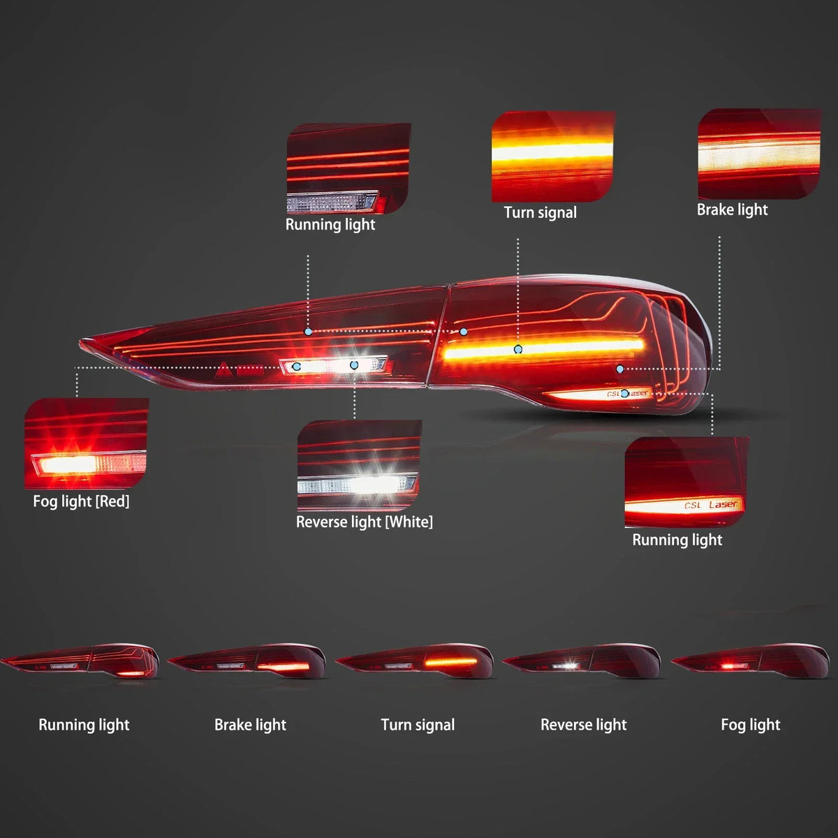 Vland LED Laser Tail Lights for 2020+ BMW 4 Series G22/G23/G26, M4 G82/G83