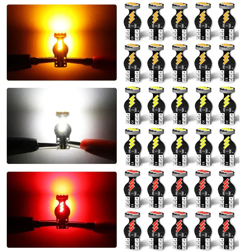 Auxbeam 168 2825 W5W T10 LED Interior Light Bulbs 1.5W White Red Amber Blue 30