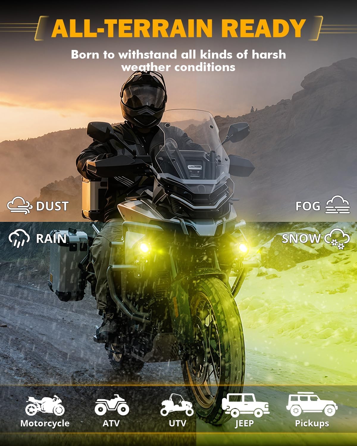 Auxbeam 2 Inch Mini Dual-Color Motorcycle LED Spotlight