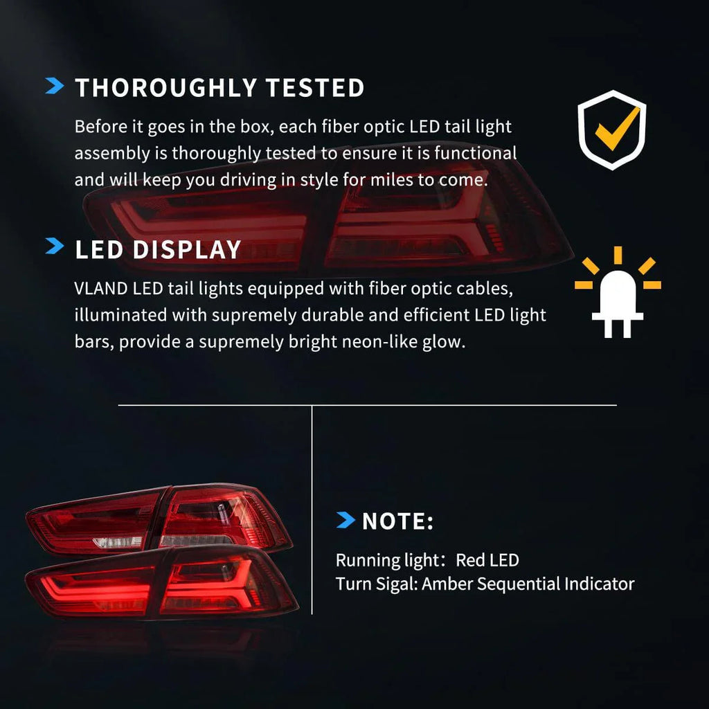 Vland LED Tail Light Assembly for 2008-2017 Mitsubishi Lancer & EVO X