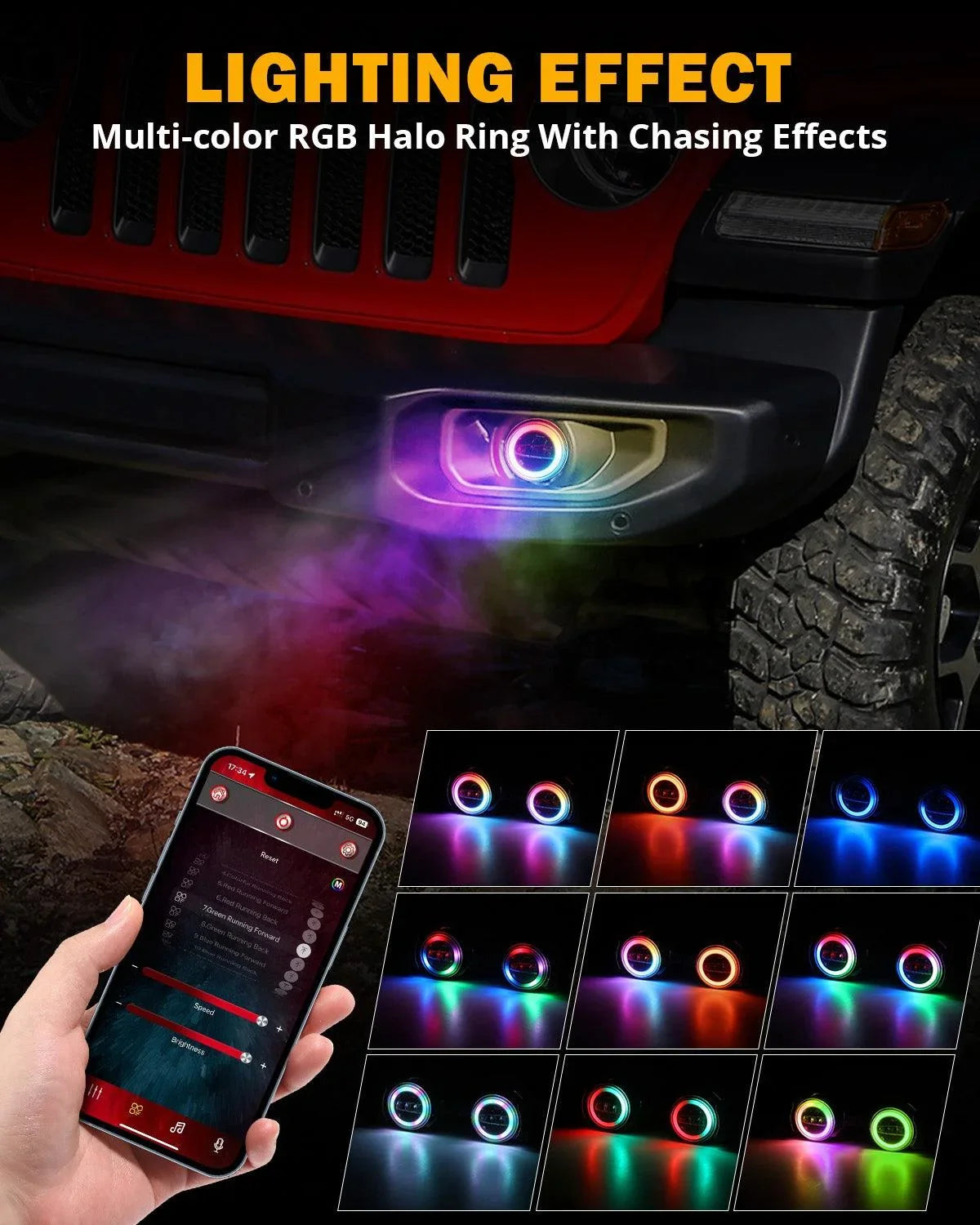 Auxbeam 4 Inch LED Fog Lights for Jeep Wrangler JK/JL 2018-2024