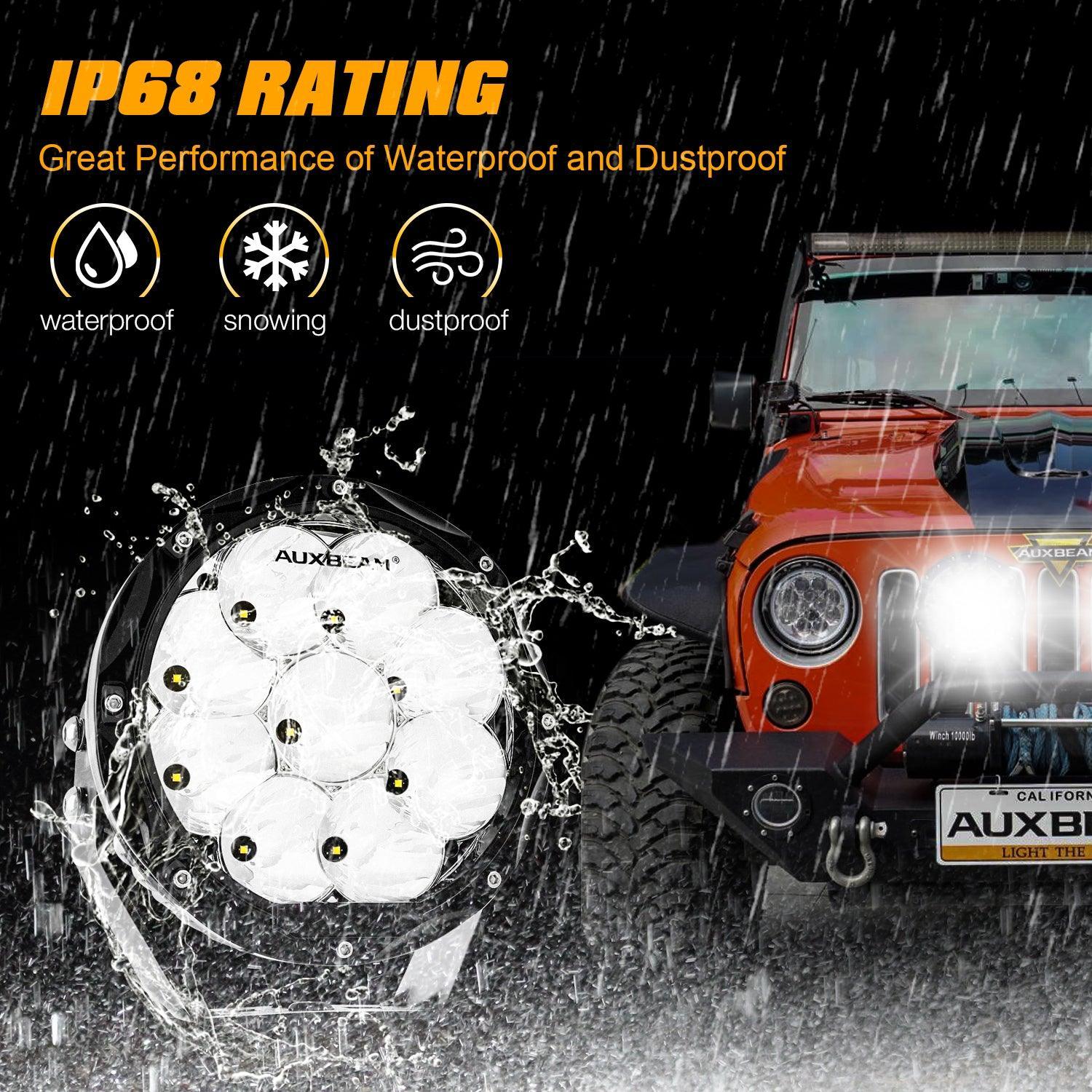 7 Inch 90W Round Spot Beam Offroad LED Driving Lights w/ SAE Compliant+Amber/Black Covers(Optional)