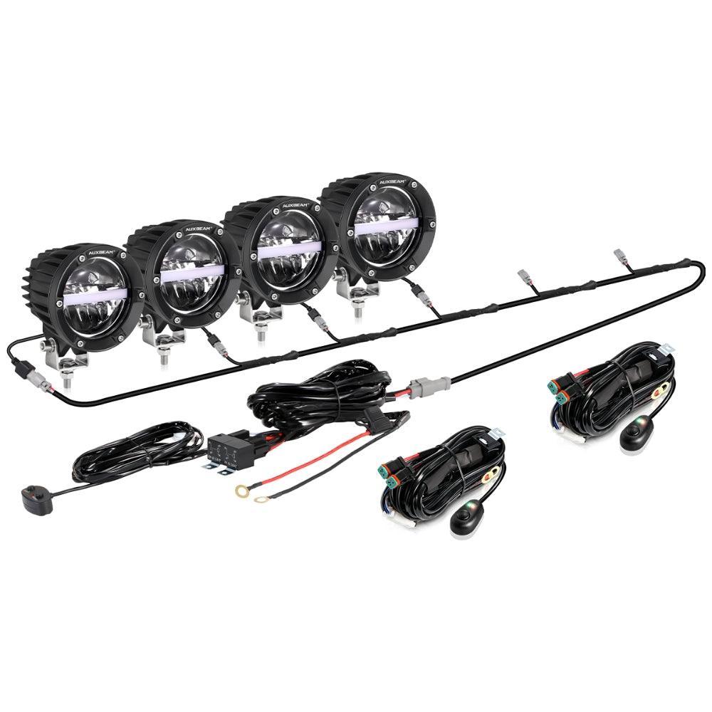 Auxbeam C4 Series 4 Inch 110W LED Pods Offroad LED Driving Lights with Amber DRL