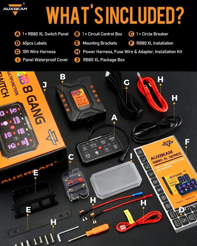 RGB Series 8 Gang (RB80 XL) Switch Panel without APP, Toggle/ Momentary/ Pulsed Mode Supported (Two-Sided Outlet)