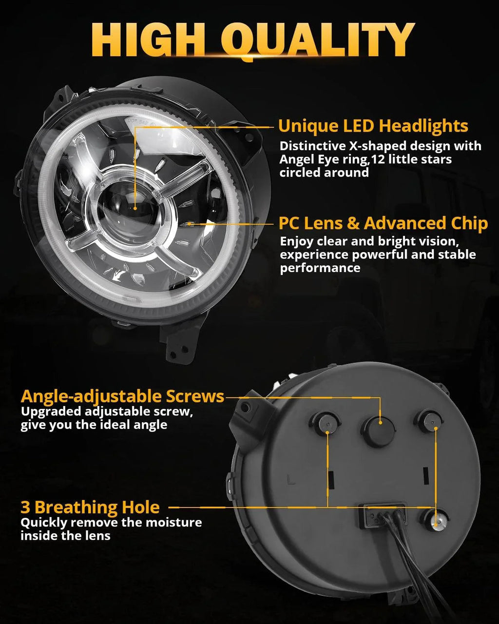 Auxbeam 9 Inch 100W Dot Approved LED Headlights for 2018-2023 Jeep Wrangler JL