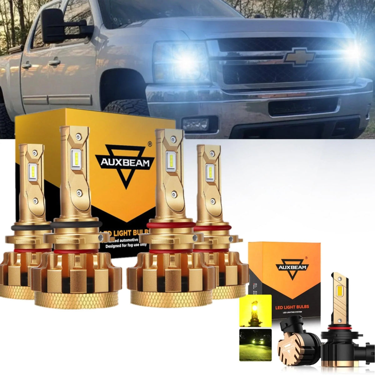 Auxbeam F-16 Plus Series LED High/Low Beam Bulb Bundle for 2003-2006 Chevrolet