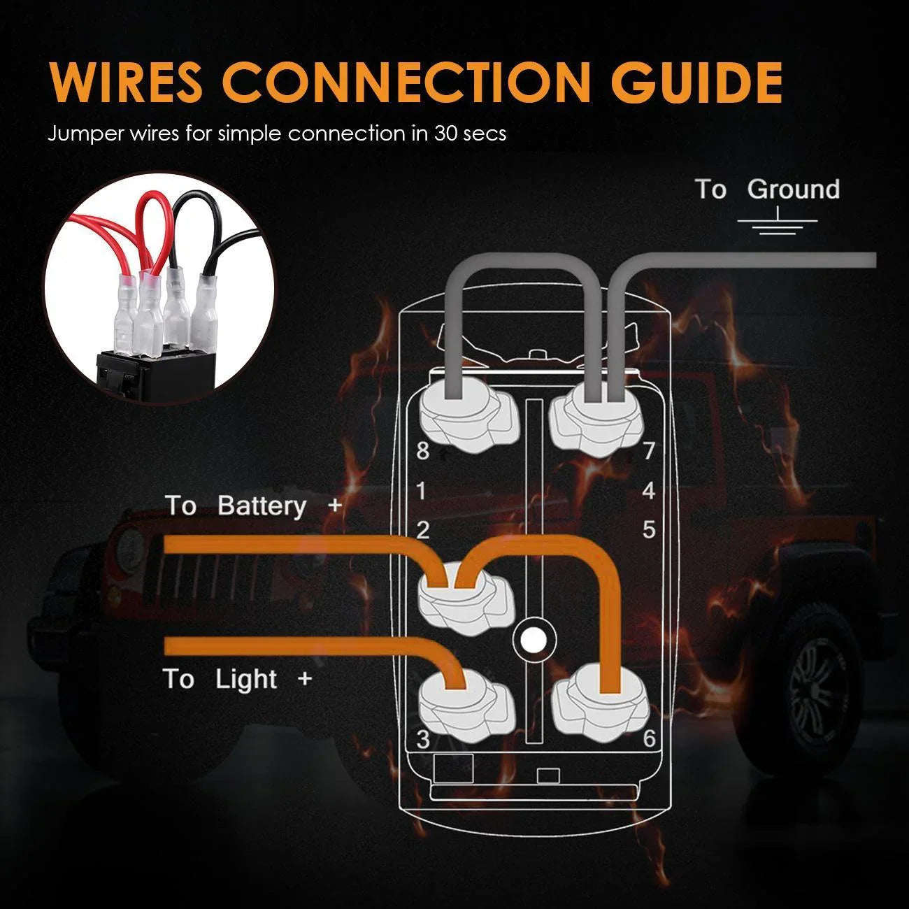 5 Pin Laser On/Off switches 20A/12V 10A/24V Switch with Jumper Wires Set for Cars,Trucks,RVs