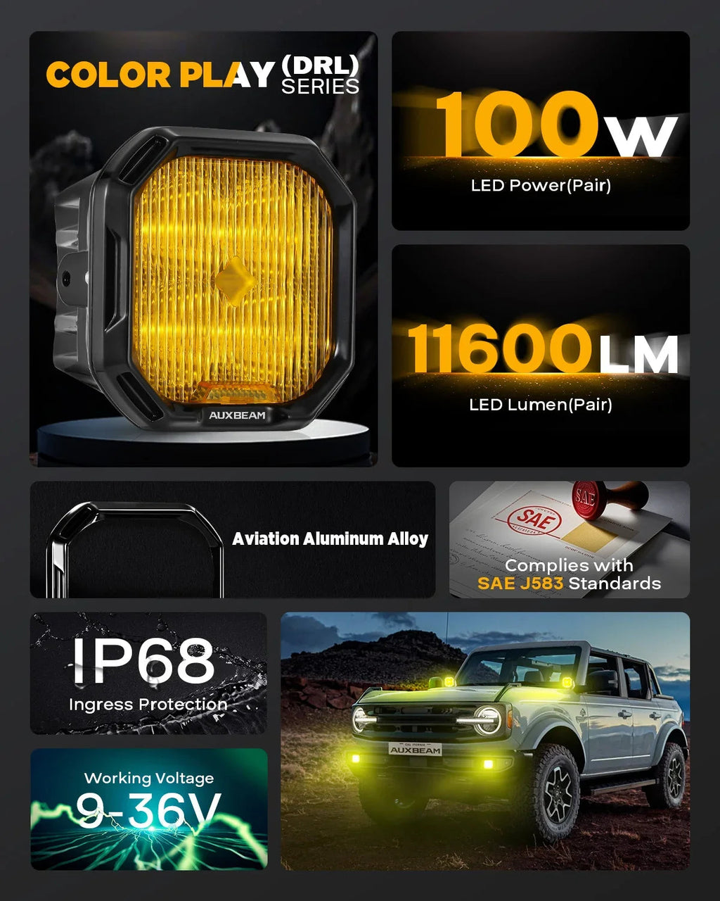 Color Play Series 3 Inch LED Fog Light Kit For Subaru BRZ/Subaru Crosstrek/Subaru Legacy/Subaru WRX