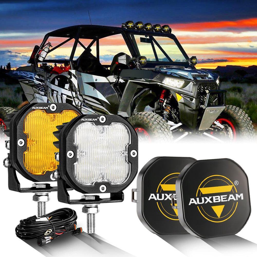 Auxbeam 3 Inch 80W LED Pods Lights White&Amber for ATV UTV SIDE BY SIDE 4X4