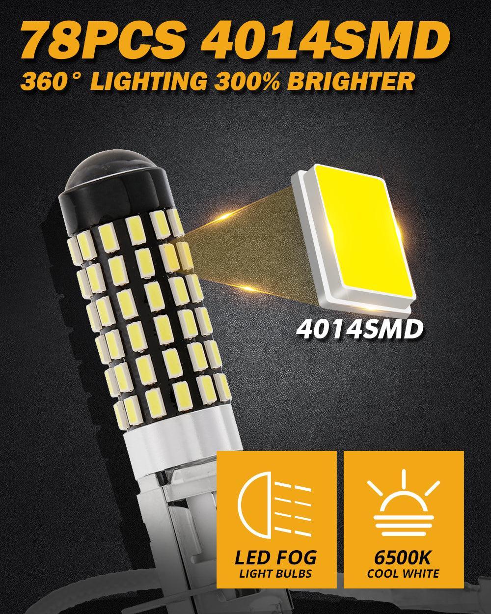 Auxbeam H3 LED Fog Light/DRL Bulbs 6W 2000ML 6500K White - 2 Bulbs