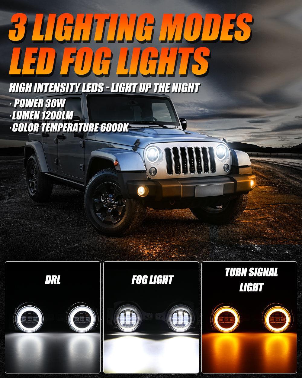 Auxbeam 9'' LED Halo Headlights for Jeep Wrangler JL 2018-2020