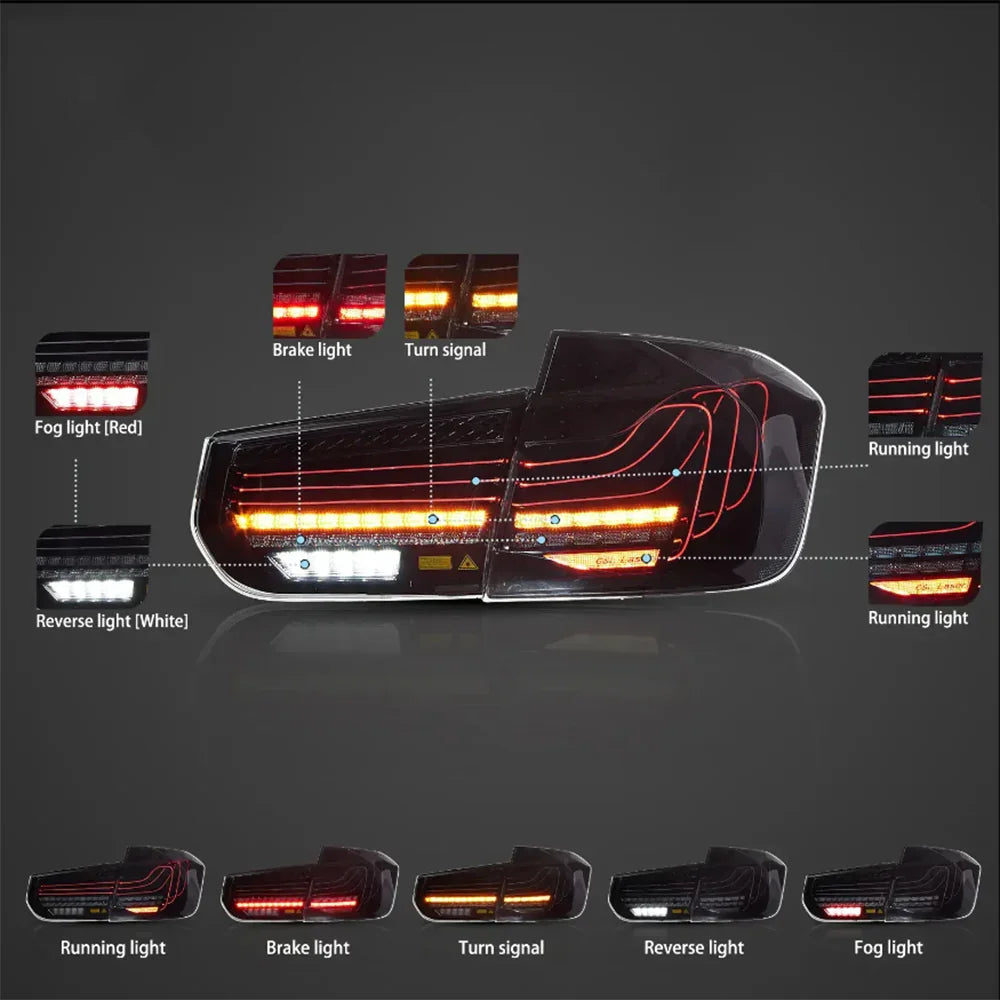 Vland LED Laser Tail Lights Assembly CSL Style Series F30 for 2012-2019 BMW 3