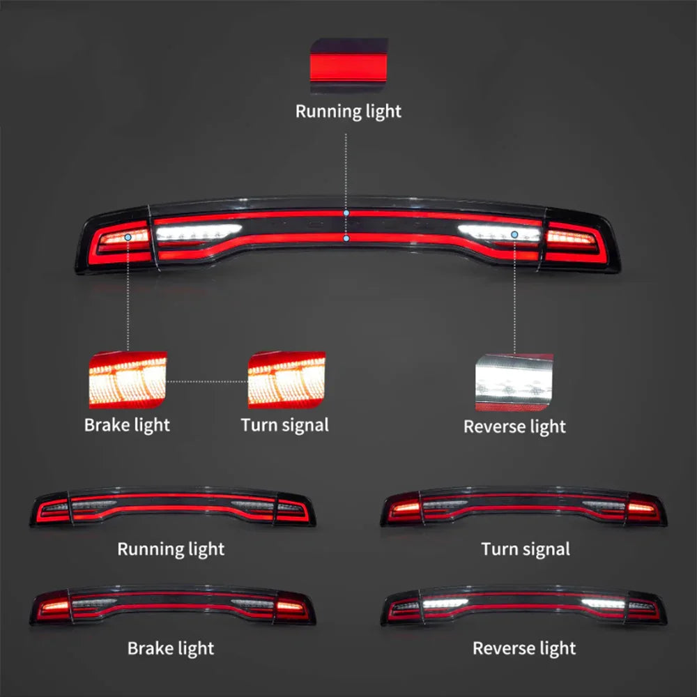 Vland LED Tail Lights Assembly Full LED W/Start-Up for 2011-2014 Dodge Charger