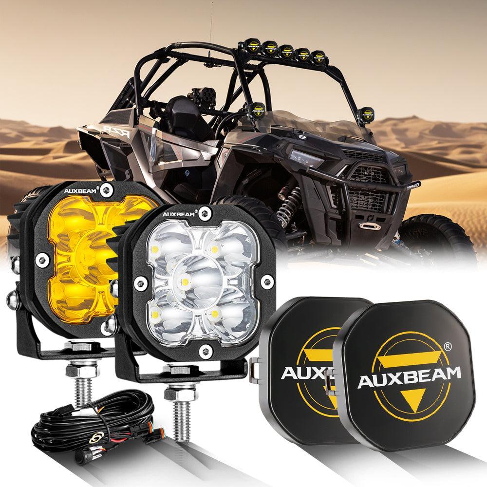 Auxbeam 3 Inch 80W LED Pods Lights White&Amber for ATV UTV SIDE BY SIDE 4X4