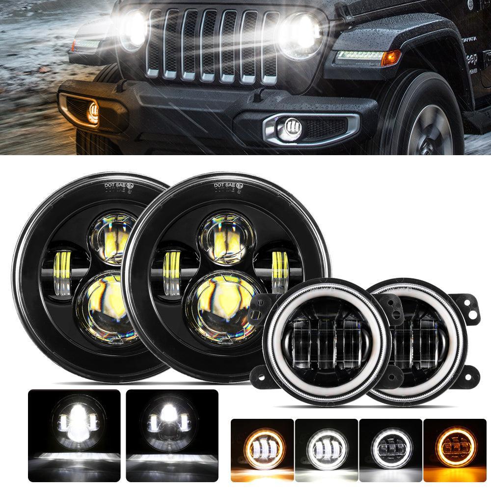 Auxbeam 7'' LED Headlight Replacement And 4'' 30W for Jeep Wrangler2007-2018 JK