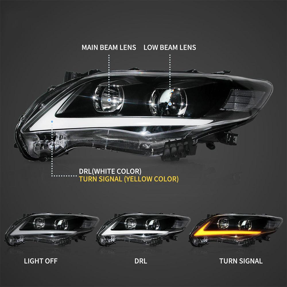 Vland LED Headlight Assembly Projector for 2011-2013 Toyota Corolla 10th Gen