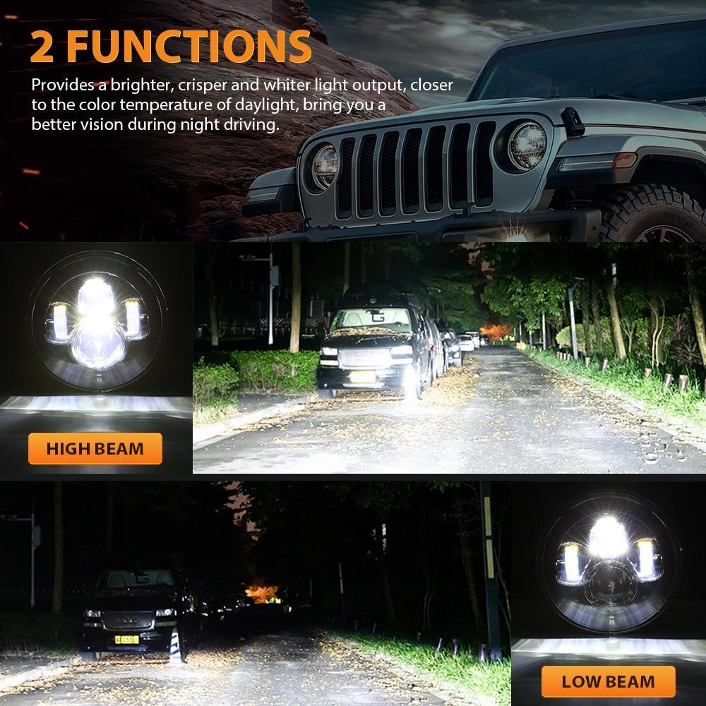 Auxbeam 7'' LED Headlight Replacement And 4'' 30W for Jeep Wrangler2007-2018 JK