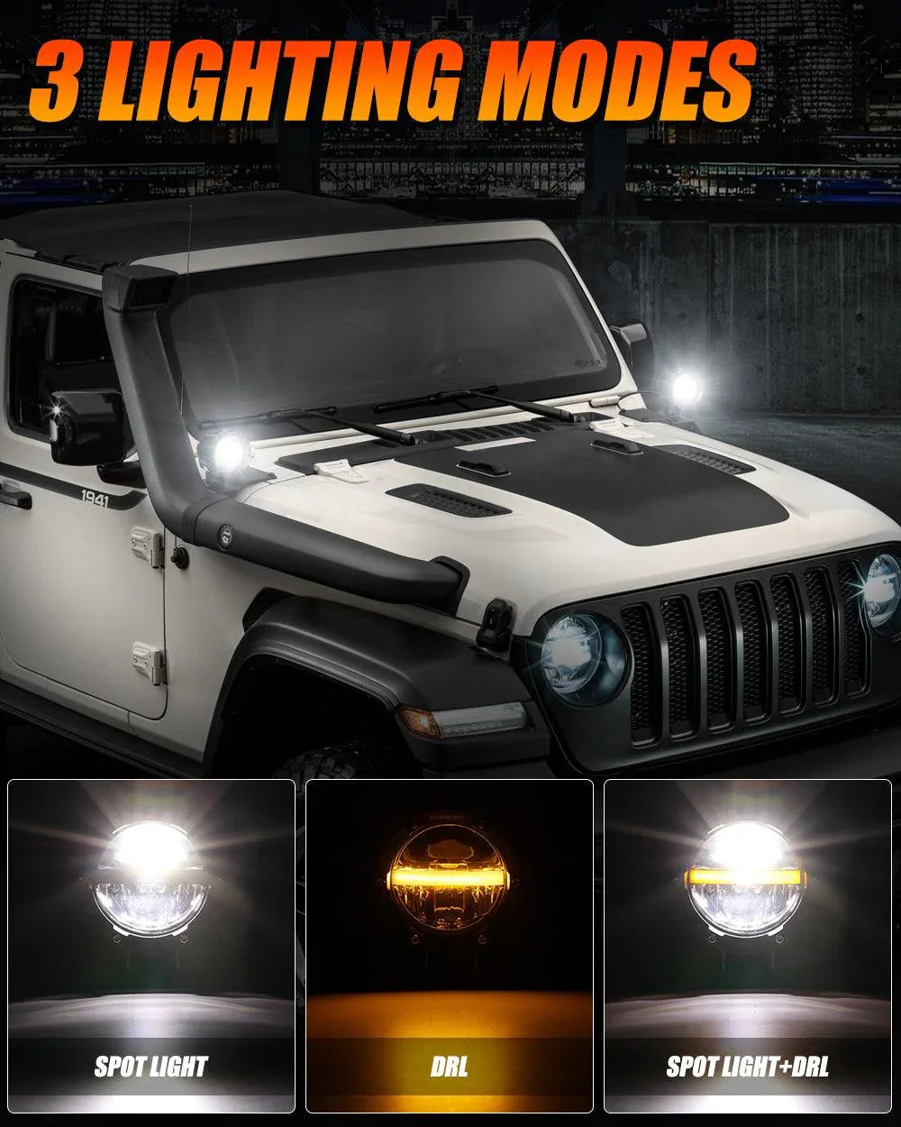 C4 Series | 4 Inch 110W 11000LM LED Pods Offroad LED Driving Lights with Amber DRL