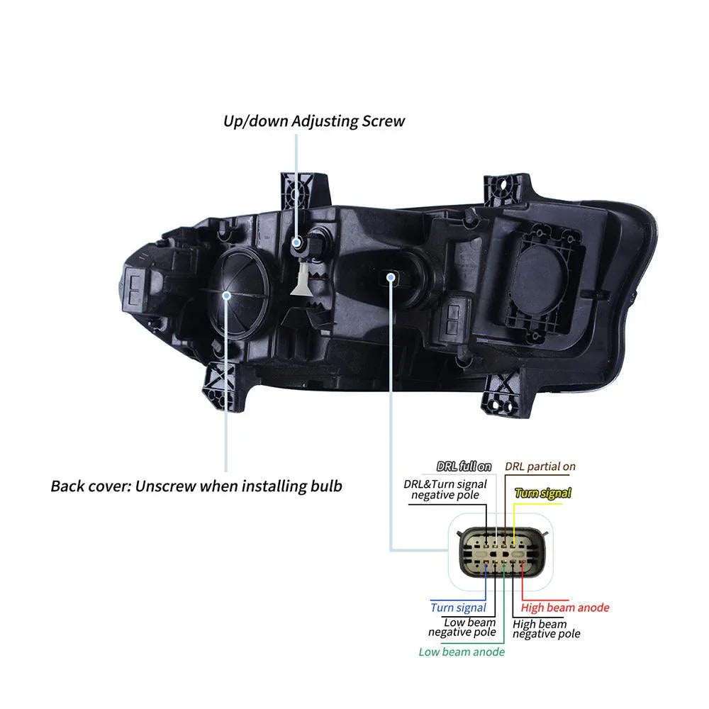 Vland LED Headlight Assembly Dual Beam for 2015-2023 Dodge Charger 7th Gen (LD)