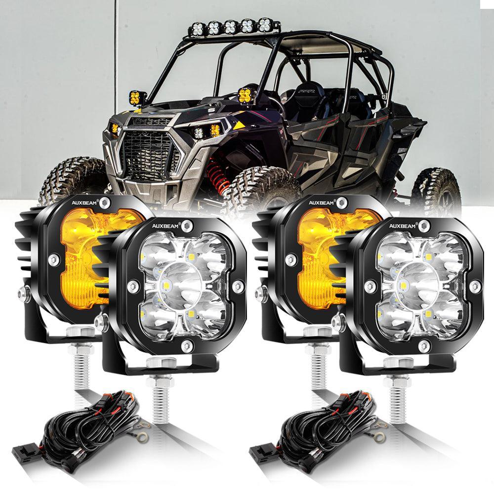 Auxbeam 3 Inch 80W LED Pods Lights White&Amber for ATV UTV SIDE BY SIDE 4X4