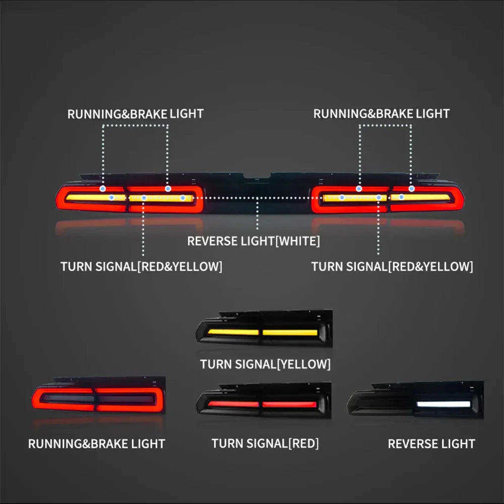 Vland LED Tail Lights Assembly for 2008-2014 Dodge Challenger 3rd Gen (LC)