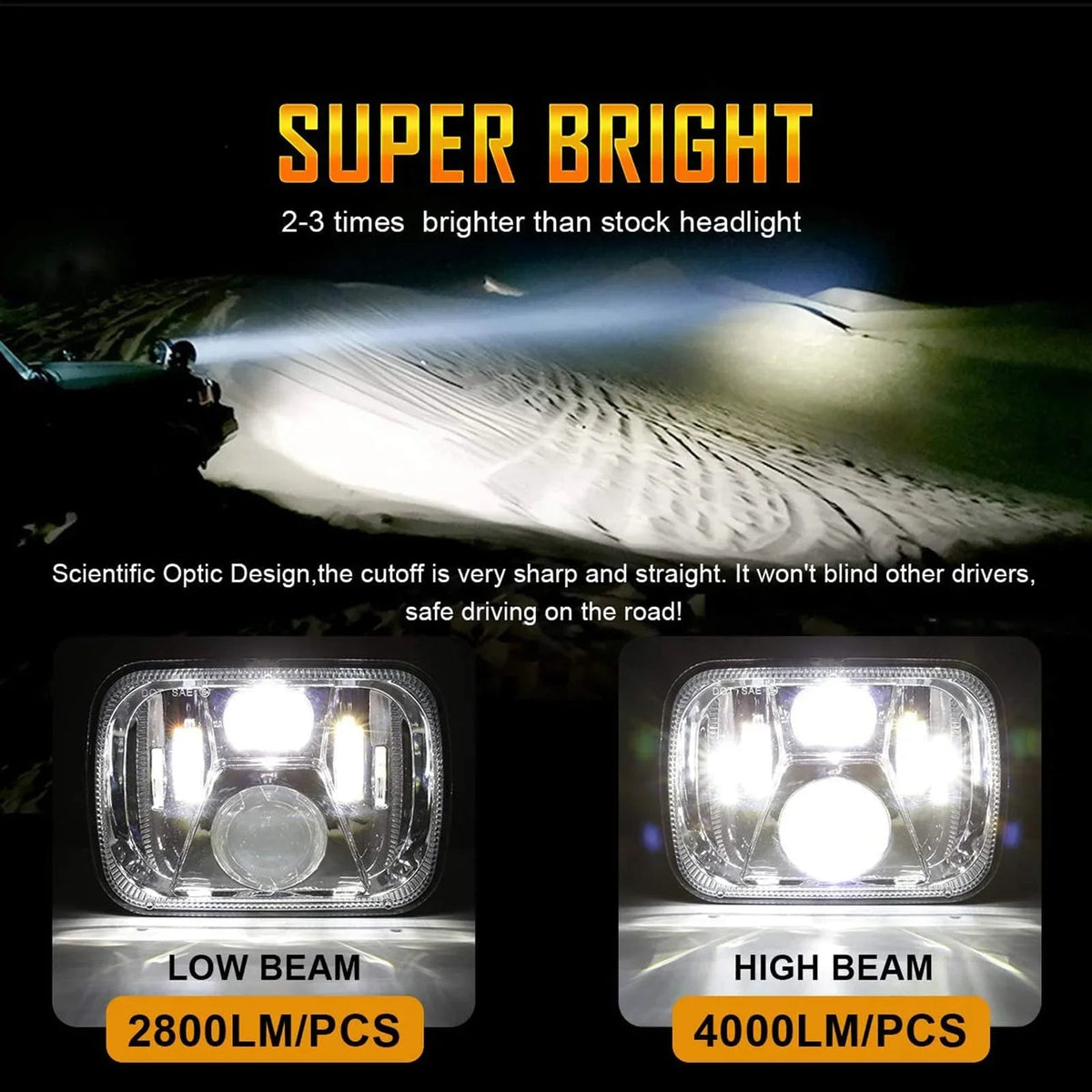 Auxbeam 110W 7x6 LED light Headlights for GMC