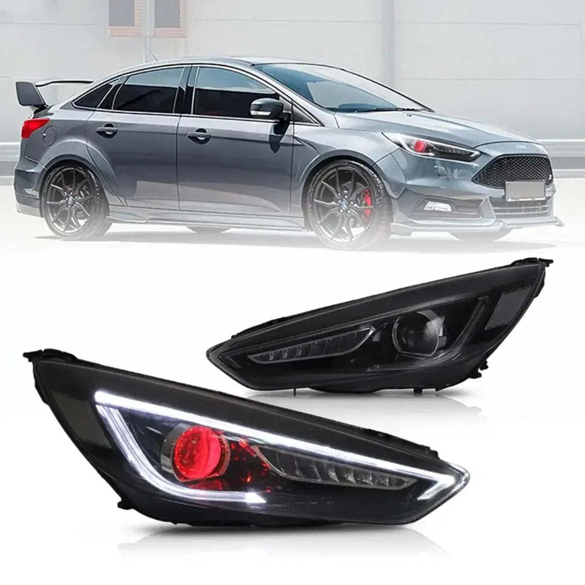Vland LED Headlight Assembly for 2015-2018 Ford Focus 3rd Gen Mark III Facelift