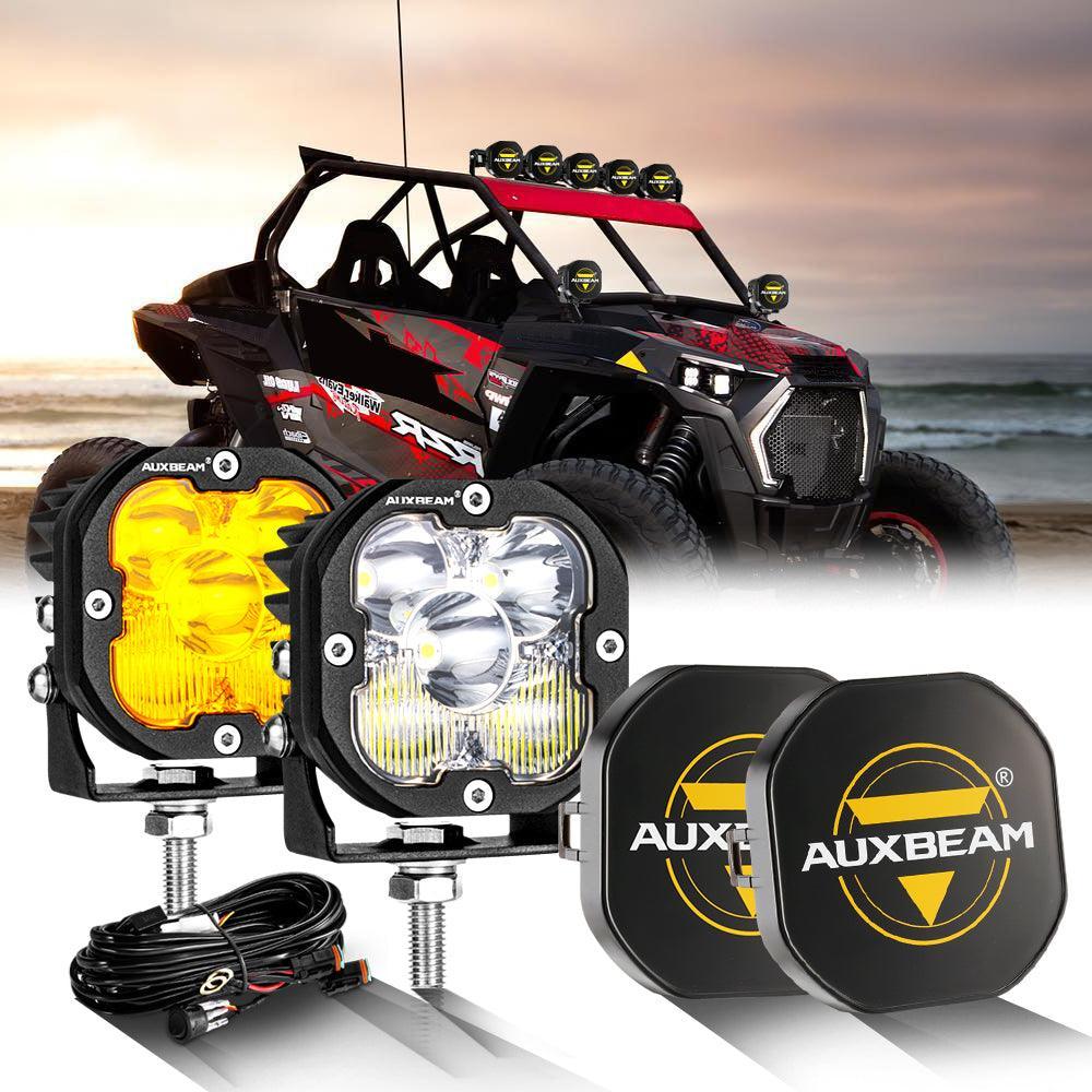 Auxbeam 3 Inch 80W LED Pods Lights White&Amber for ATV UTV SIDE BY SIDE 4X4