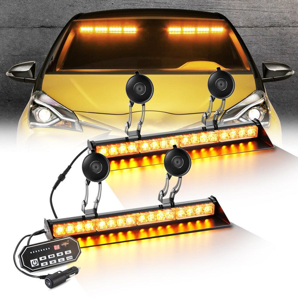 Auxbeam 17" Dual Windshield Dash Strobe Light Bars 20 Flashing Patterns