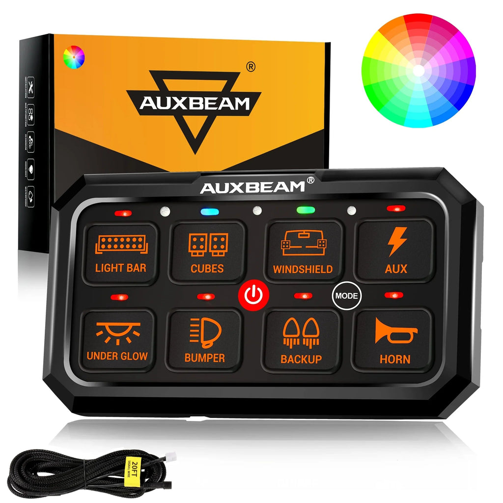 RGB Series 8 Gang (RA80 XL) Switch Panel, Larger Size, Toggle/ Momentary/ Pulsed Mode Supported