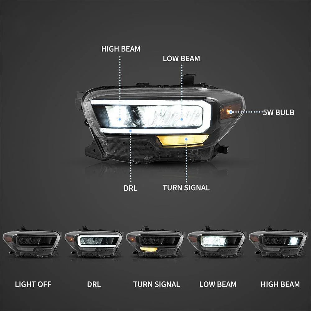 Vland LED Headlight Assembly for 2016-2023 Toyota Tacoma 3rd Gen (N300)