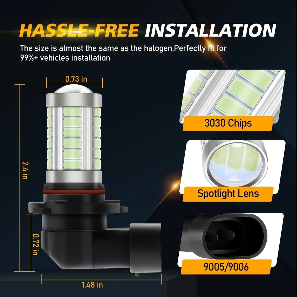 Auxbeam 9006/HB4 LED Fog Light/DRL Bulbs 50W Ice Blue 33LED Series 2 Bulbs