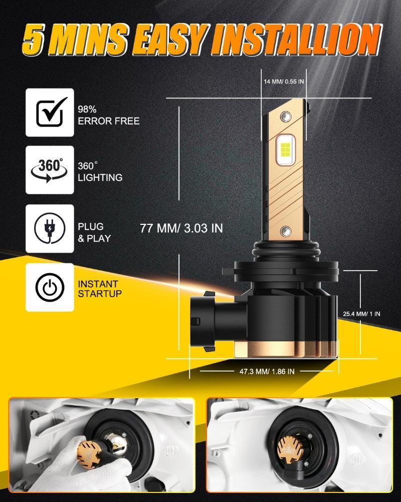 Auxbeam 9006 HB4 LED Fog Light/DRL Bulbs 44W Z3 Series 2 Bulbs