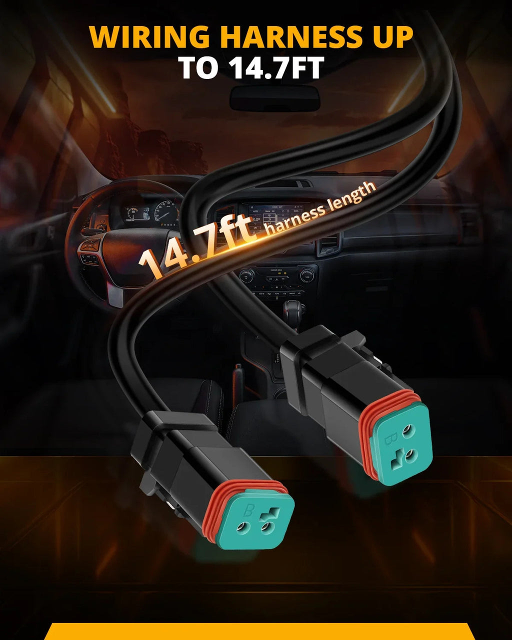 6-LED Pod Light Power Wiring Harness Kit with 2 PIN DT Plug