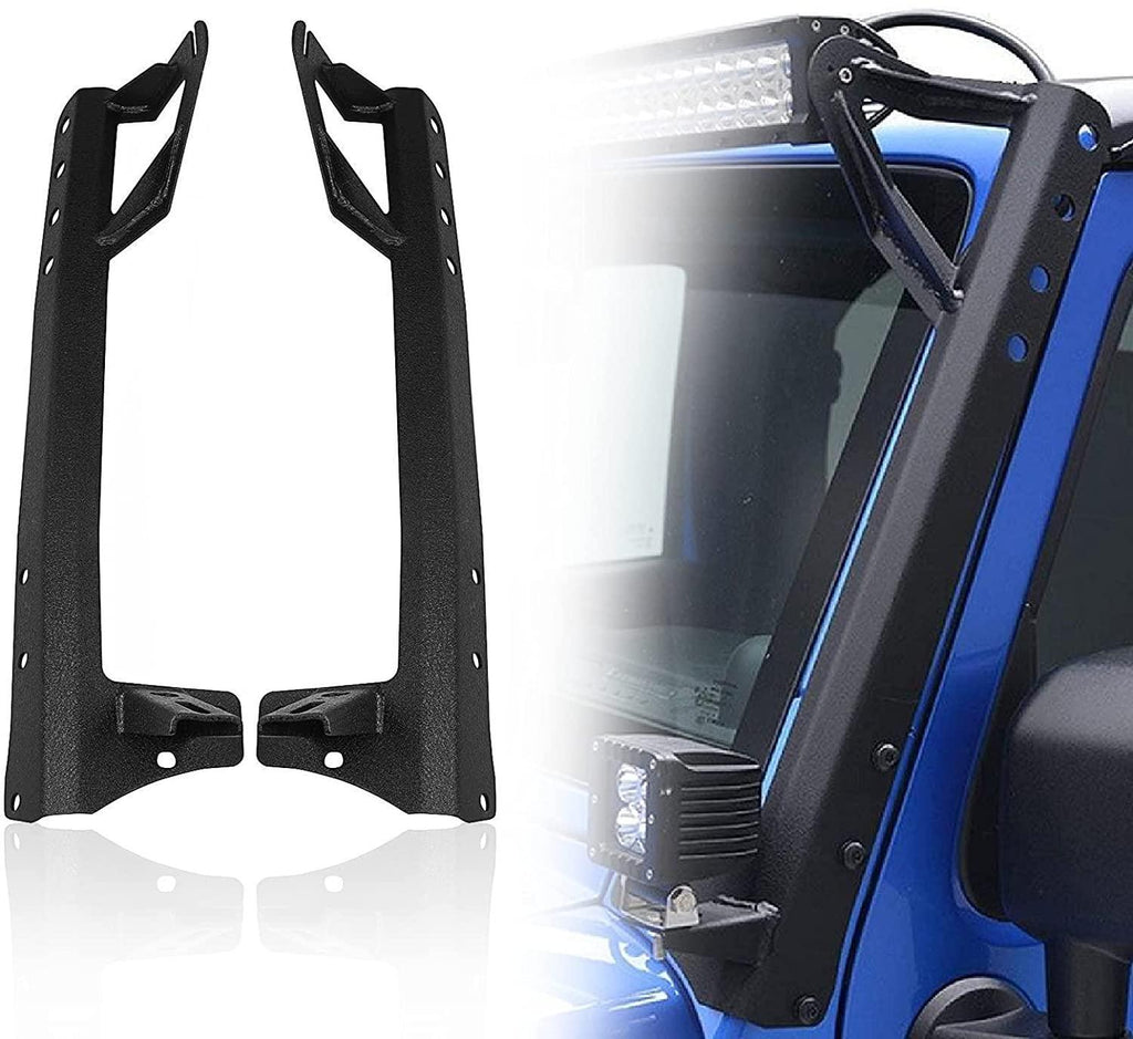 Auxbeam 52" Straight LED Light Bar & 4" LED PODS for Jeep Wrangler JK 2007~2017